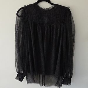 NWT All Saints Perri Top Metallic Black Blouse